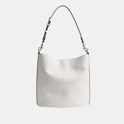 CW882-WILLOW SOFT BUCKET BAG IN SIGNATURE CANVAS-LH/White Chalk