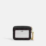 CW883-ZIP CARD CASE IN SIGNATURE CANVAS-IM/Walnut/Black