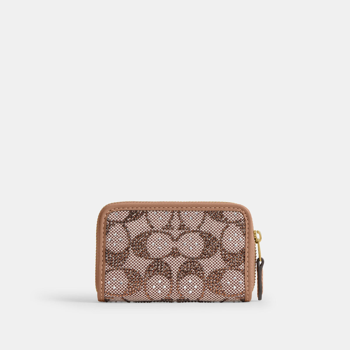 CX244-Essential Small Zip Around Card Case in Crystal Signature Jacquard-B4/Mushroom