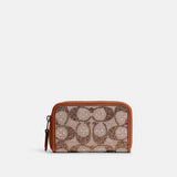 CX244-Essential Small Zip Around Card Case In Crystal Signature Jacquard-Lh/Burnished Amber