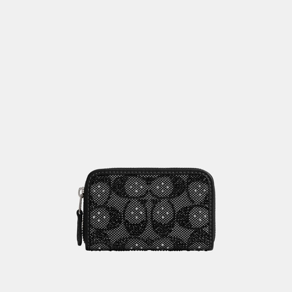 Essential Small Zip Around Card Case In Crystal Signature Jacquard