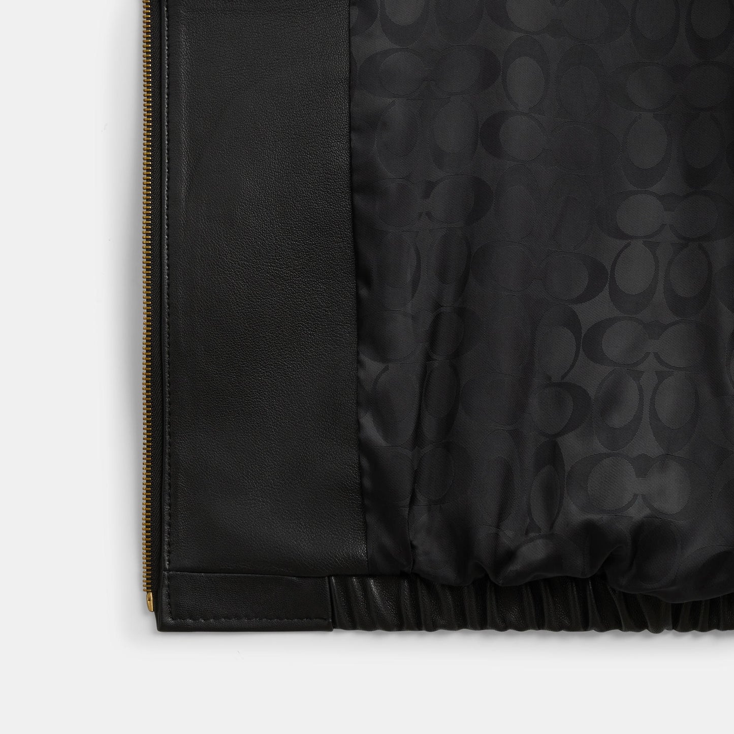 CX302-Heritage C Plaque Oversized Leather Jacket-Black