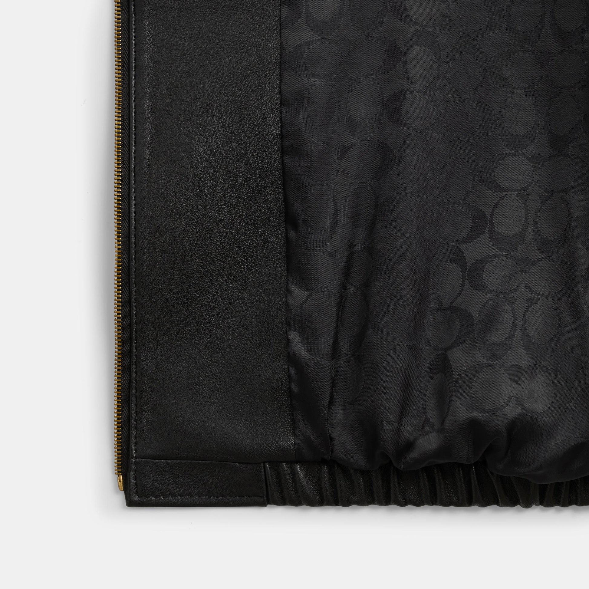 CX302-Heritage C Plaque Oversized Leather Jacket-Black