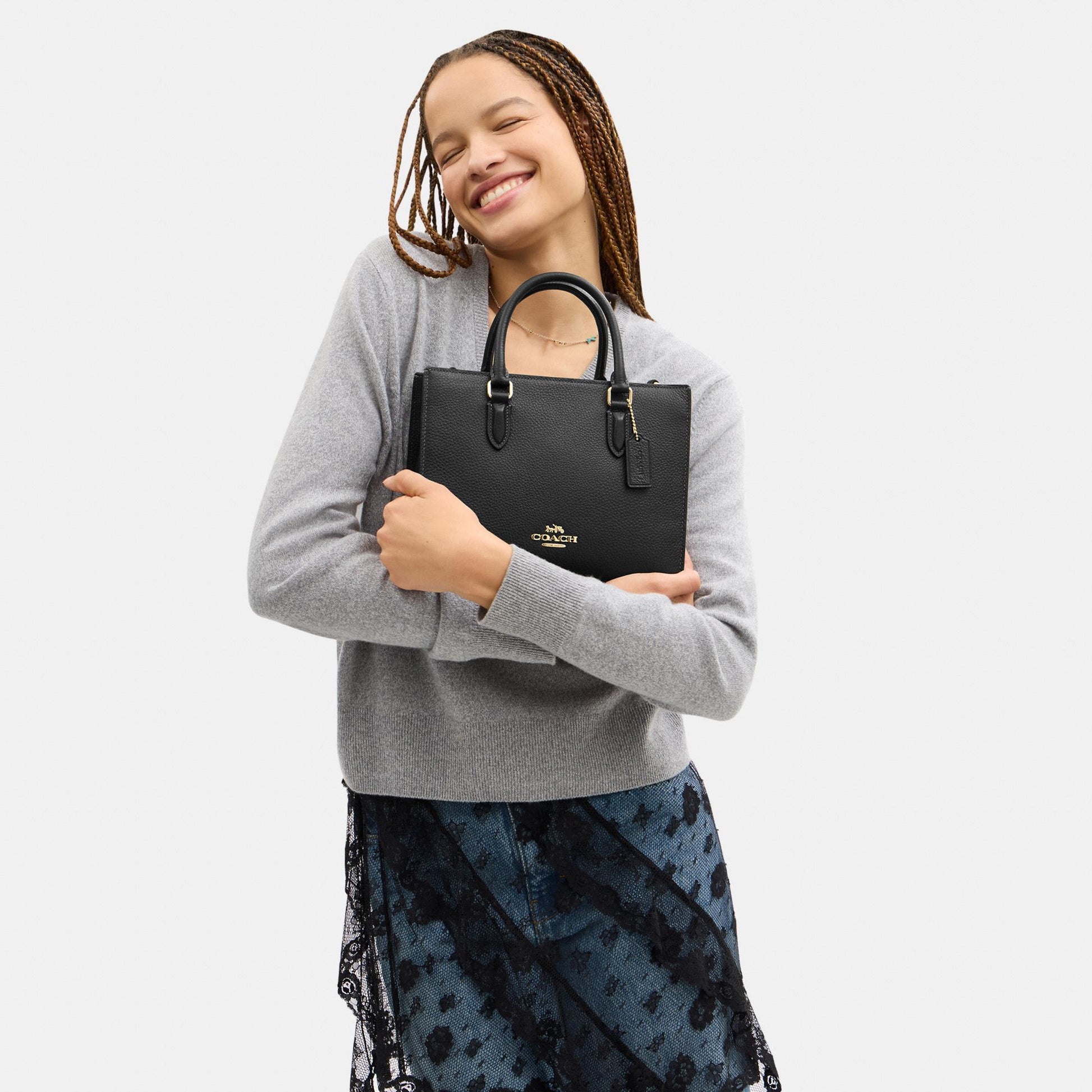 CY668-Maggie Small Tote Bag-Im/Black