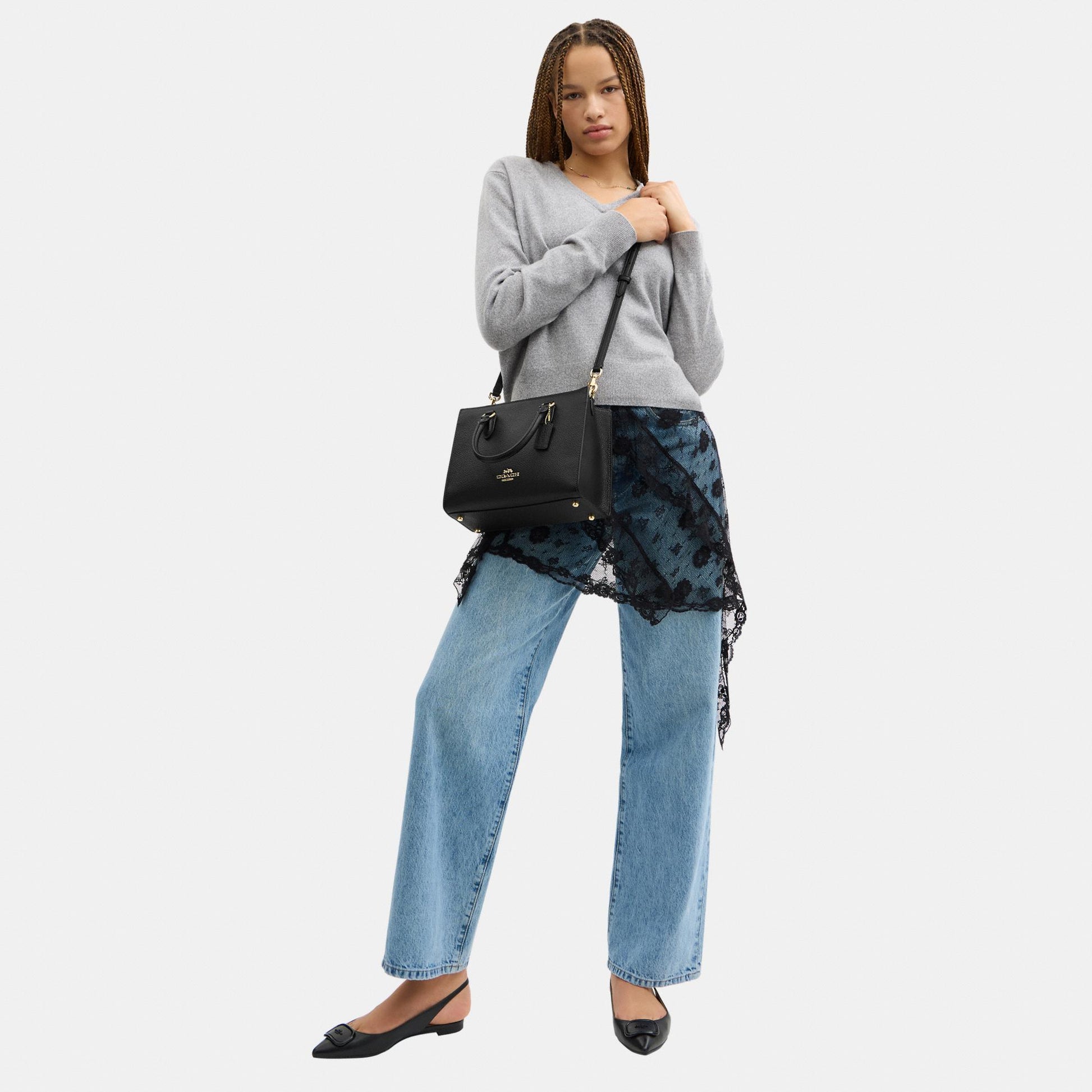 CY668-Maggie Small Tote Bag-Im/Black