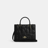 CY670-Maggie Small Tote Bag In Signature Leather-IM/Black