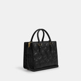 CY670-Maggie Small Tote Bag In Signature Leather-IM/Black