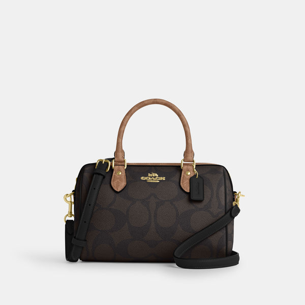 Rowan Satchel Bag In Blocked Signature Canvas