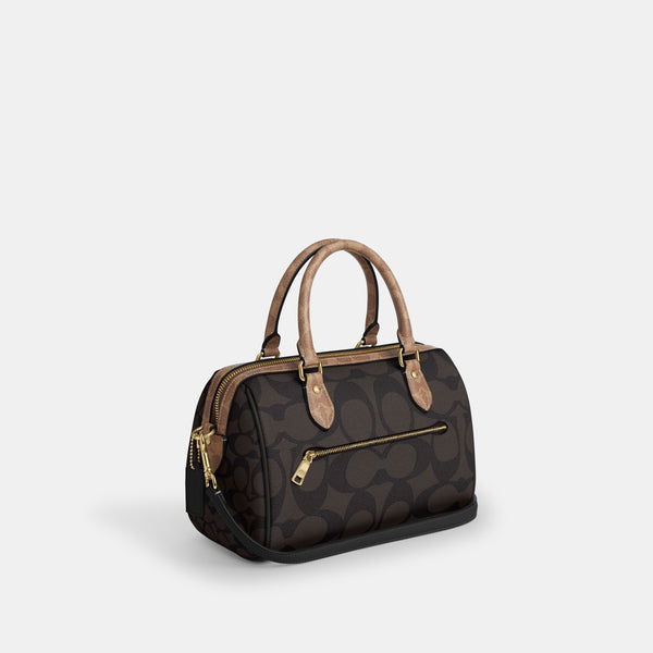 Rowan Satchel Bag In Blocked Signature Canvas