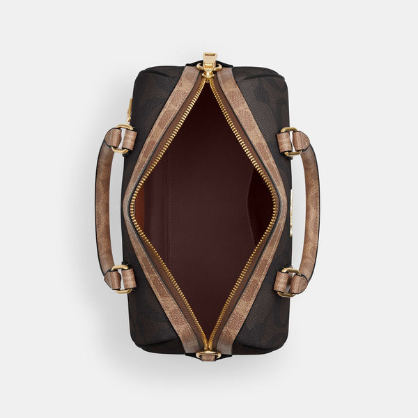 Rowan Satchel Bag In Blocked Signature Canvas