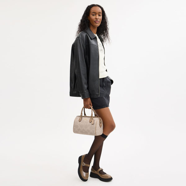 Rowan Satchel Bag In Blocked Signature Canvas