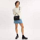 CY687-Klare Top Handle Bag In Signature Canvas-Im/Walnut/Black