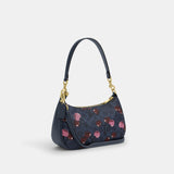 cy694-Teri Shoulder Bag In Signature Canvas With Cherry Print-Im/Denim Multi