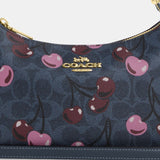 cy694-Teri Shoulder Bag In Signature Canvas With Cherry Print-Im/Denim Multi