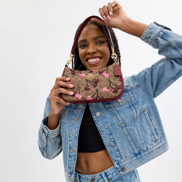 Teri Shoulder Bag In Signature Canvas With Cherry Print