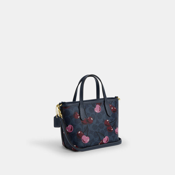 City Mini Tote Bag In Signature Canvas With Cherry Print