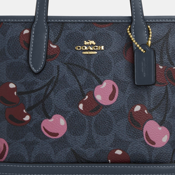 City Mini Tote Bag In Signature Canvas With Cherry Print