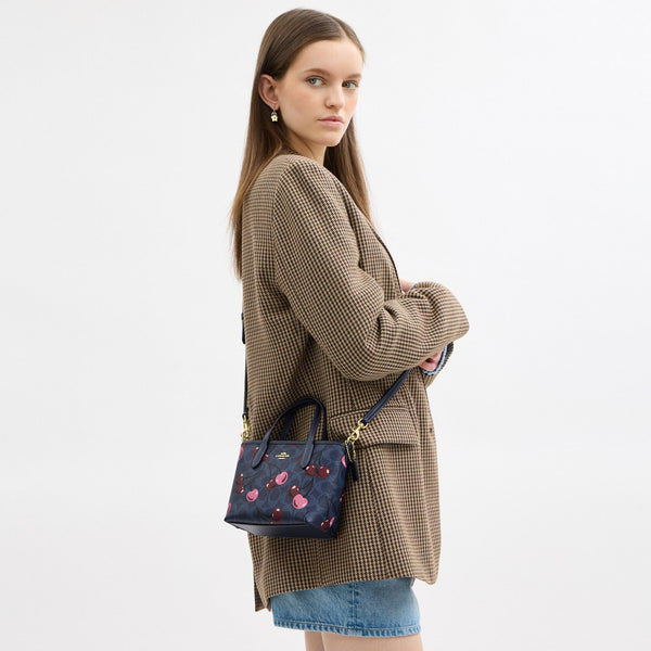 City Mini Tote Bag In Signature Canvas With Cherry Print