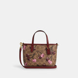 cy737-City Mini Tote Bag In Signature Canvas With Cherry Print-Im/Tan Multi