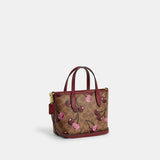 CY737-City Mini Tote Bag In Signature Canvas With Cherry Print-IM/Tan Multi