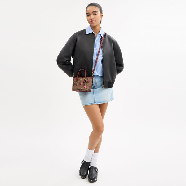 City Mini Tote Bag In Signature Canvas With Cherry Print