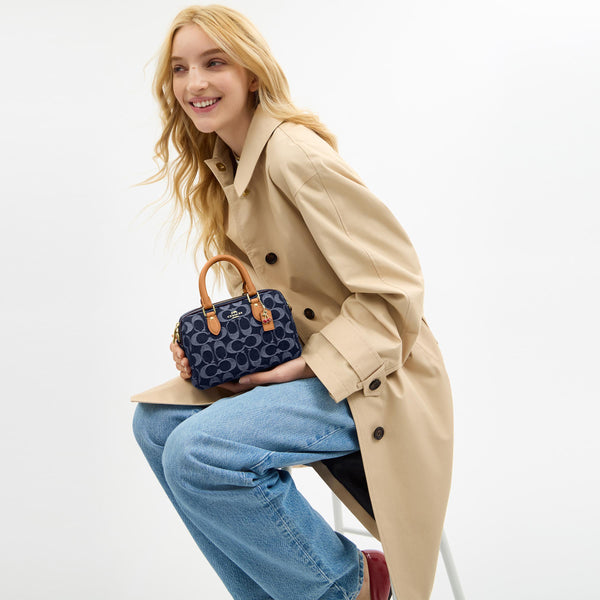 Mini Rowan Crossbody Bag In Signature Denim