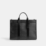 CY772-Wesley Tote In Signature Canvas-Charcoal