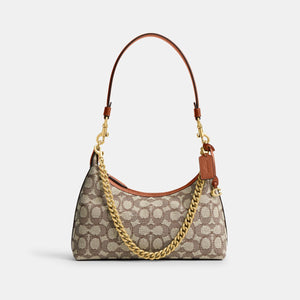 CY830-Juliet Shoulder Bag 25 In Signature Textile Jacquard-B4/Cocoa Burnished Amb