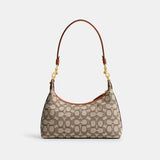 CY830-Juliet Shoulder Bag 25 In Signature Textile Jacquard-B4/Cocoa Burnished Amb