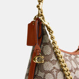 CY830-Juliet Shoulder Bag 25 In Signature Textile Jacquard-B4/Cocoa Burnished Amb