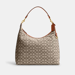 CY831-Juliet Shoulder Bag 38 In Signature Textile Jacquard-B4/Cocoa Burnished Amb