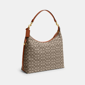 CY831-Juliet Shoulder Bag 38 In Signature Textile Jacquard-B4/Cocoa Burnished Amb