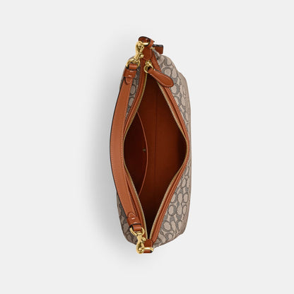 CY831-Juliet Shoulder Bag 38 In Signature Textile Jacquard-B4/Cocoa Burnished Amb