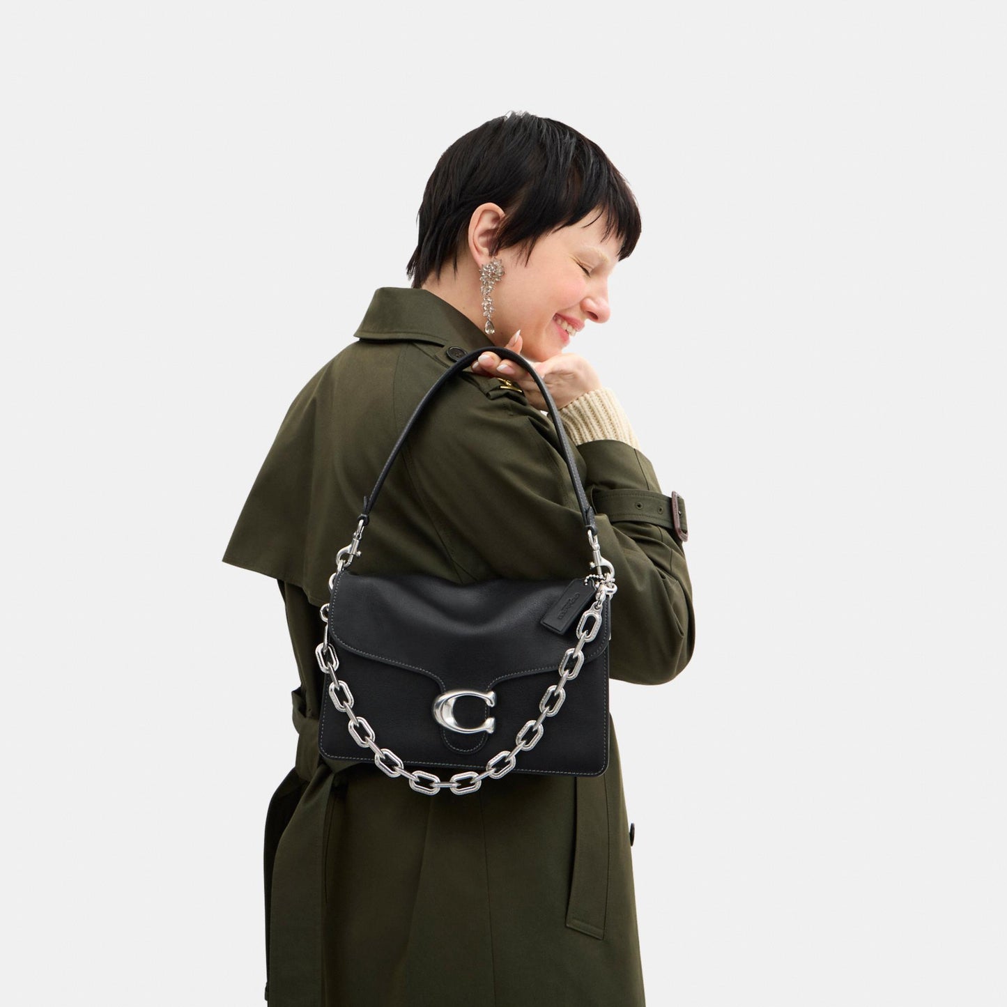 CY919-Chain Tabby Shoulder Bag-B4/Black