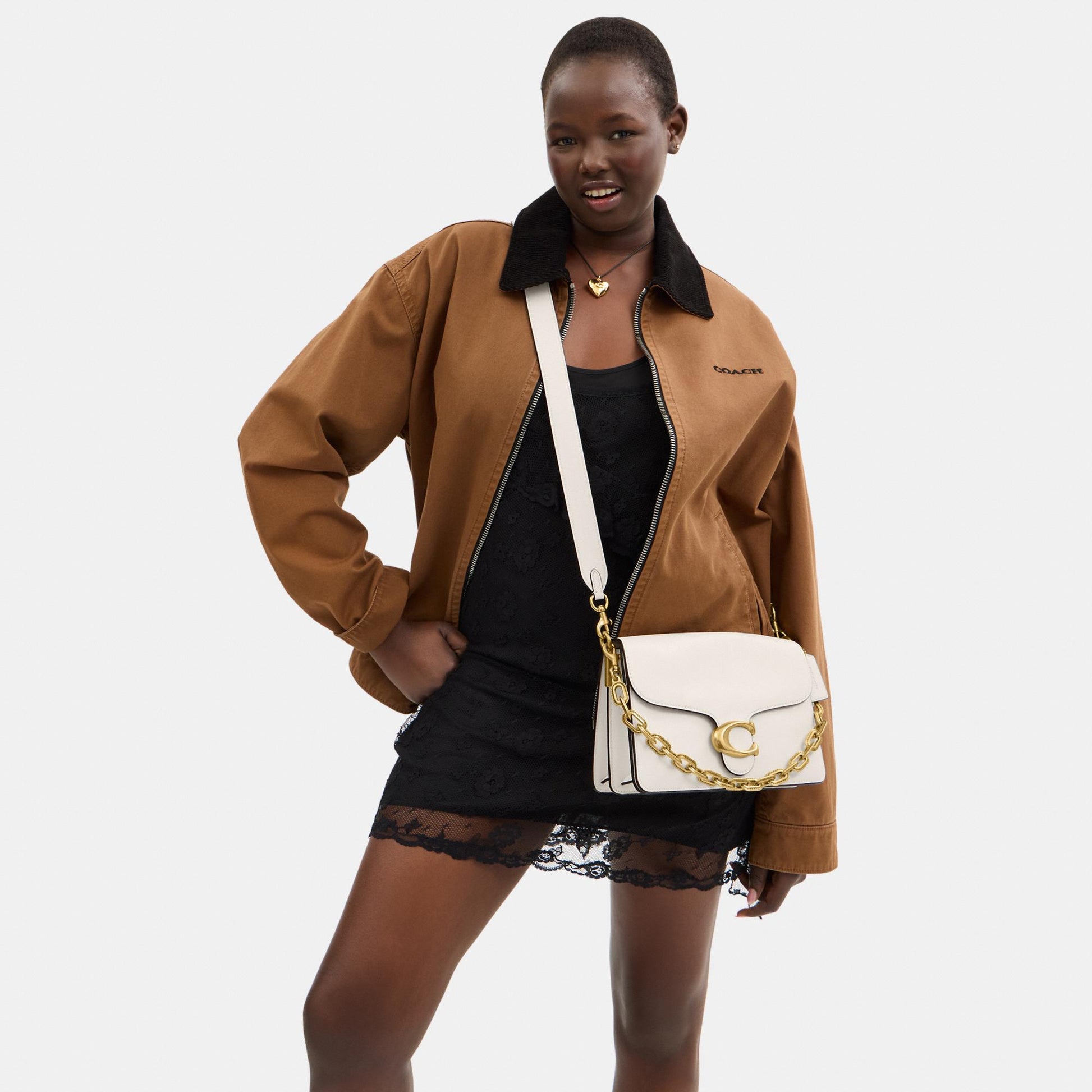 CY919-Chain Tabby Shoulder Bag-B4/Chalk