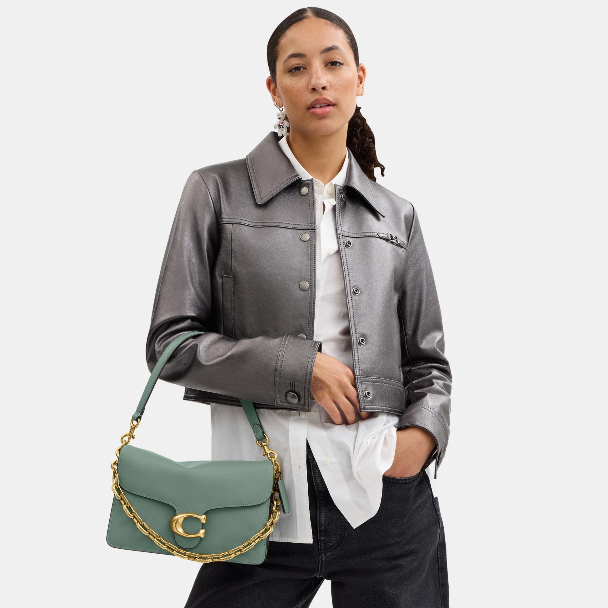 CY919-Chain Tabby Shoulder Bag-B4/Sage