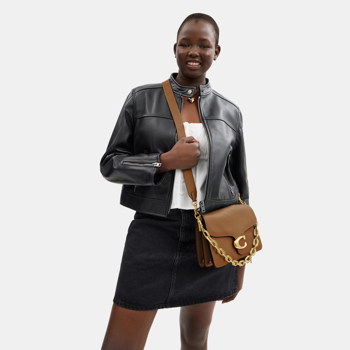 CY919-Chain Tabby Shoulder Bag-B4/Honey Brown