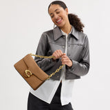 CY919-Chain Tabby Shoulder Bag-B4/Honey Brown