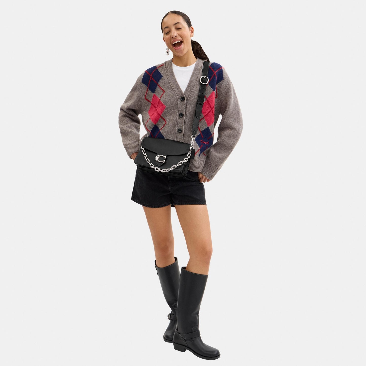 CY919-Chain Tabby Shoulder Bag-Lh/Black