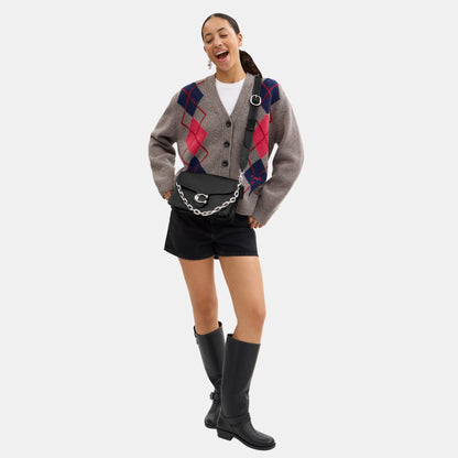 CY919-Chain Tabby Shoulder Bag-Lh/Black