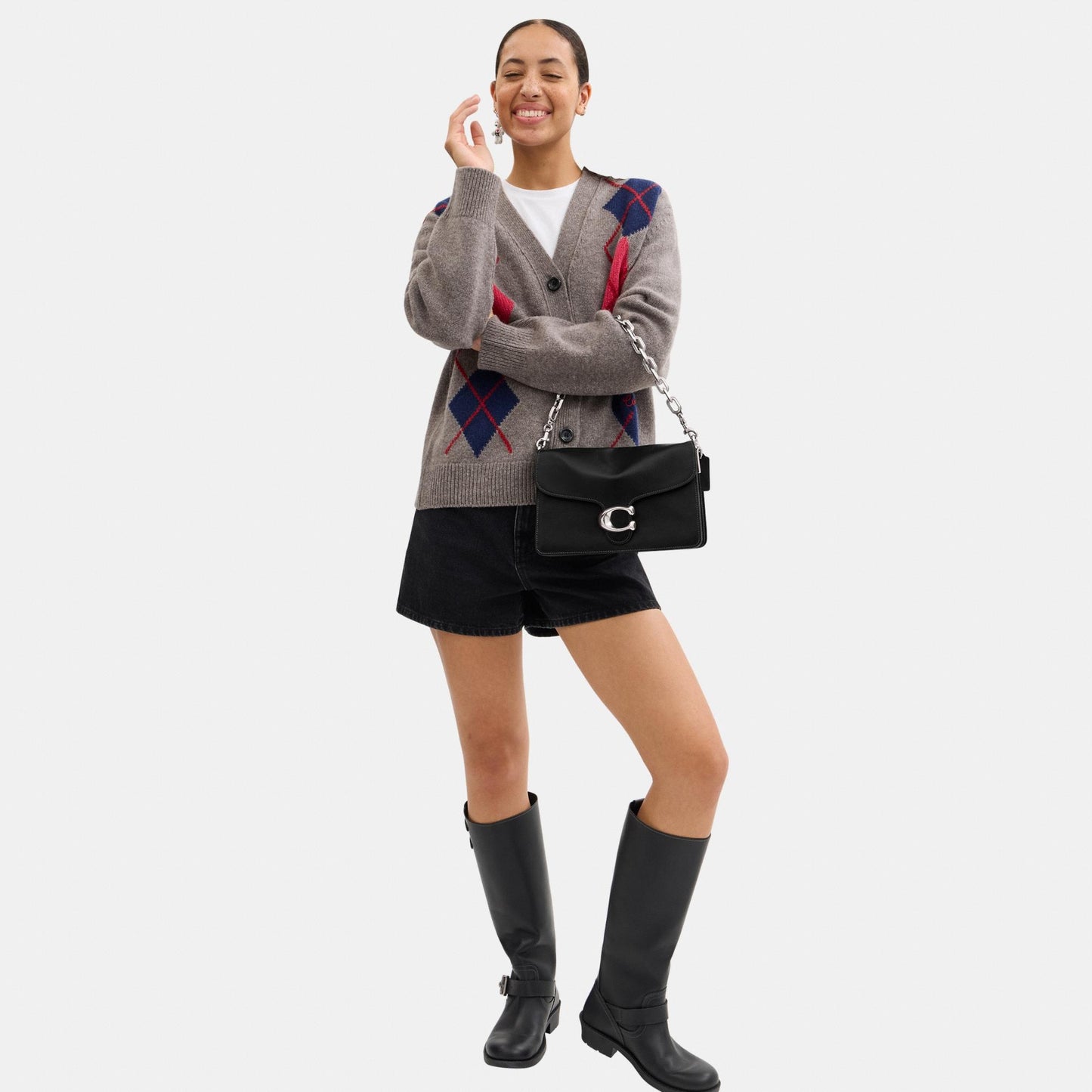 CY919-Chain Tabby Shoulder Bag-Lh/Black