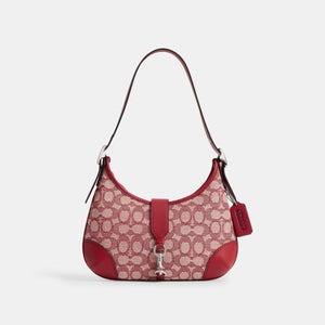 CY931-Hamptons Hobo Bag In Signature Textile Jacquard-LH/Ruby Ivory