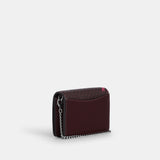 CZ019-Mini Wallet On A Chain With Bow Print-Sv/Merlot Multi