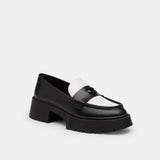 CZ382-Leah Platform Loafer-Black/Optic White