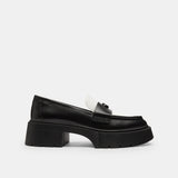 CZ382-Leah Platform Loafer-Black/Optic White