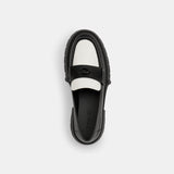 CZ382-Leah Platform Loafer-Black/Optic White