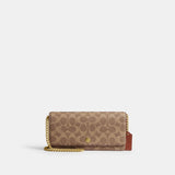 CZ482-Evie Long Wallet With Chain In Signature Canvas-B4/Tan Caramel