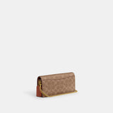 CZ482-Evie Long Wallet With Chain In Signature Canvas-B4/Tan Caramel