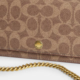 CZ482-Evie Long Wallet With Chain In Signature Canvas-B4/Tan Caramel