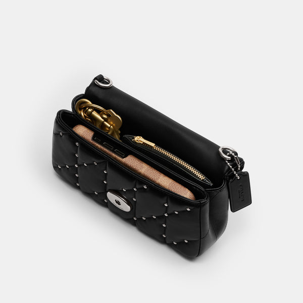 Tabby Crossbody Wristlet With Pillow Quilting And Crystal Rivets